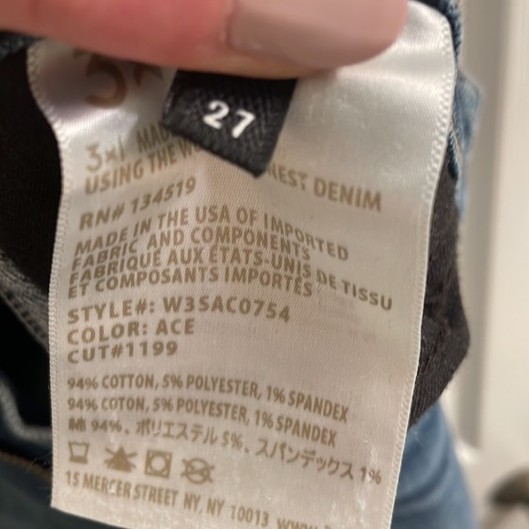 3x1 Shredded Crop High Rise Straight Denim Jeans Size 27 - Picture 4 of 5